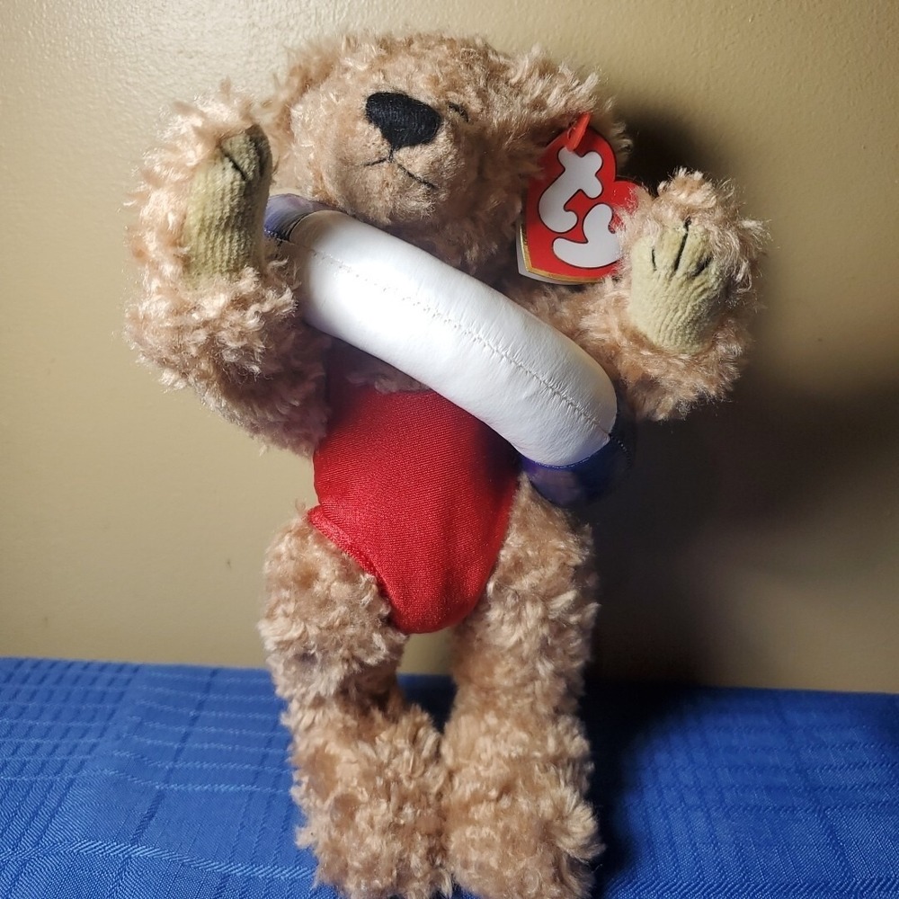 Ty Allura 8" Attic Treasures Bear Plush Tan Swimsuit Life Ring Beach Nautical